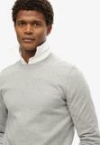 Superdry Heren Trui met Ronde Hals van Biologisch Katoen en Kasjmier - Fog Grey Marl - XXL