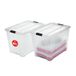 Iris Ohyama, Set van 2 opbergdozen, 60L, Stapelbaar, Garage, slaapkamer, woonkamer, NTB-60, B58 x D39,5 x H36,5 cm - Transparant