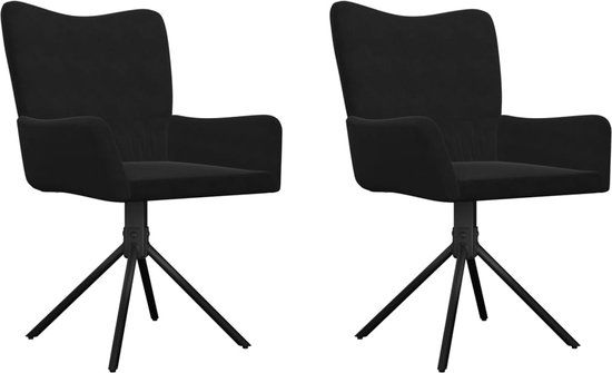 vidaXL Eetkamerstoelen draaibaar 2 st fluweel zwart
