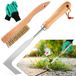 Désherbeuse de terrasse - Manche en bois - Set de 2 - Avec gants - Pour entre les dalles et le pavé