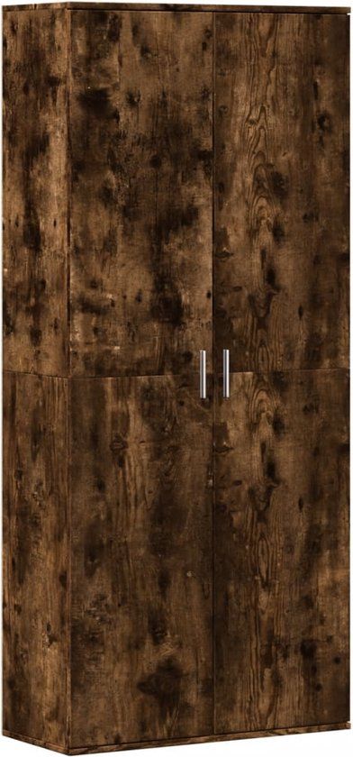 vidaXL Hoge kast 80x35x180 cm bewerkt hout gerookt eikenkleurig