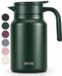 VANN® 3-wandige RVS Thermoskan 1.5L – Isoleerkan – Schenkkan met Drukknop – Voor Koffie, Thee, IJswater & Meer – VANN® Family Jug – Dark Forest Green