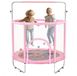 Latios Trampoline pour enfants - Trampoline pour tout-petits 147 cm - Avec filet de sécurité - Avec panier de basket - Réglable - Pour enfants à partir de 3 ans - Rose