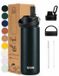 VANN® 3-Wandige RVS Waterfles 500 ML met rietje voor volwassenen – Satin Noir