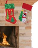 Merkloos / Sans marque Sandy Kerstsokken - set van 2x stuks - H45 cm en H46 cm - polyester/jute