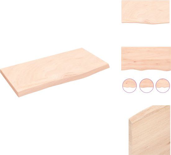 vidaXL Wandschap - 60x30x2 cm - onbehandeld - massief - eikenhout