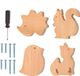 ZenithVibe Set van 4 Boutons de Tiroir en Bois avec Vis - Poignées Décoratives avec Motif d'Animaux de la Forêt pour Tiroirs et Armoires