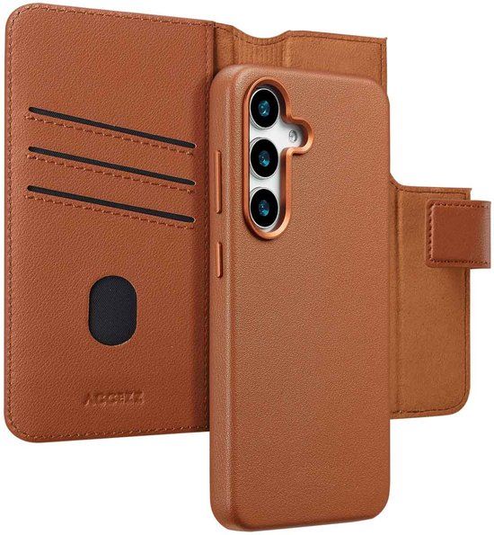 Accezz Leather Bookcase 2-in-1 met MagSafe voor Samsung Galaxy S25 - Sienna Brown