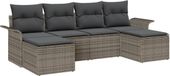 vidaXL Banc de jardin 6 personnes gris polyrattan