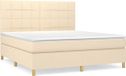 vidaXL Boxspring met matras stof crèmekleurig 160x200 cm