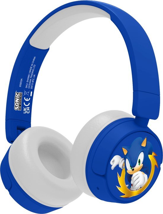 OTL Technologies Sonic the Hedgehog - draadloze junior koptelefoon - volumebegrenzing - microfoon - inklapbaar - lange speeltijd blauw