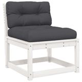 Banc de jardin en pin massif blanc avec coussins