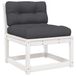 Banc de jardin en pin massif blanc avec coussins