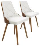 Menzzo Lalix 2 stuks, Scandinavisch, hout, hazelnoot & wit, leer, hazelnoot/wit, 53 x 48 x 79 cm