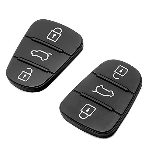 YDHfdc 2 Pack Rubber Autosleutel Knop 3-Knop Auto Afstandsbediening Key Pad Voor Kia en Hyundai Sleutelhanger Onderdelen Eenvoudige Rubber Vervanging Pad