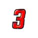 4R Quattroerre.it 13263 Startnummer 3 stickers voor motorfietsen, rood, 10 x 6,5 cm