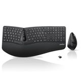 Perixx Periduo-605, draadloos ergonomisch split-toetsenbord en verticale muis, QWERTY Italiaans, stille toetsen, toetsenbord met scrollwiel en handsteun, voor carpaal tunnelsyndroom