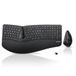 Perixx Periduo-605, draadloos ergonomisch split-toetsenbord en verticale muis, QWERTY Italiaans, stille toetsen, toetsenbord met scrollwiel en handsteun, voor carpaal tunnelsyndroom
