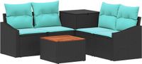 vidaXL Canapé Noir et Bleu Poly rotin et Acier