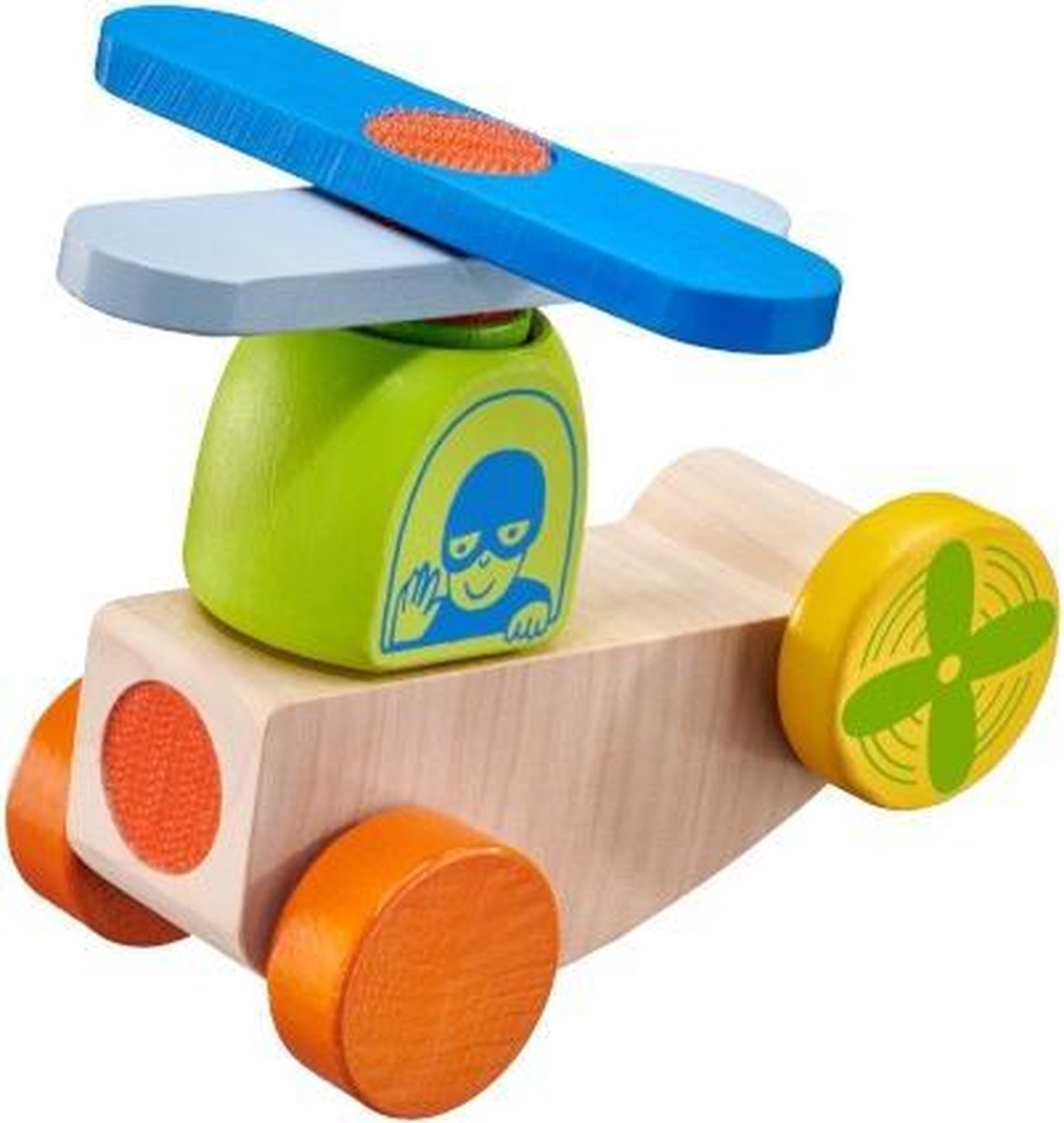 Selecta speelset Helikopter junior hout naturel 5 delig