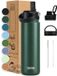 VANN® Bouteille à boire en acier inoxydable à 3 parois 650 ML avec paille pour adultes – Avec 5 accessoires – Thermos – 24h froid/12h chaud – Dark Forest – VANN Ultimate Bottle®