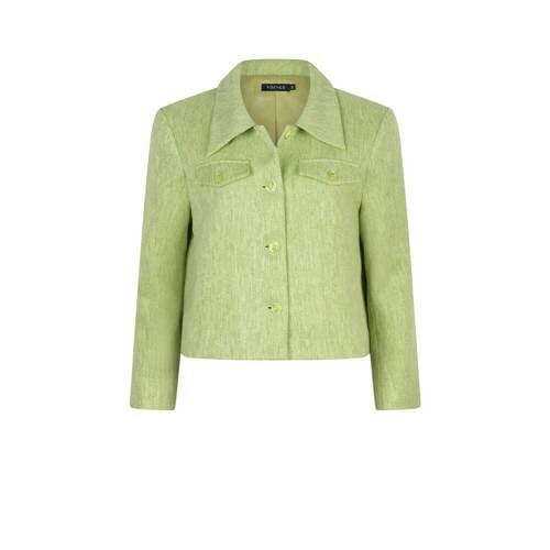 Ydence Ydence gemêleerde cropped blazer Margot lichtgroen