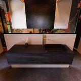 Mondiaz ERIN 150cm badmeubelset Dark brown met 1 lade en Wastafel RIDGE rechts