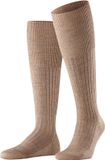FALKE Bristol Pure effen geribd wol kniekousen heren bruin - maat 39-40