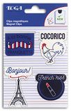 Toga French Magnetic Clips, Blauw, Wit en Rood, One Size
