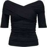 OBJECT Top Off-shoulder ruches Zwart M