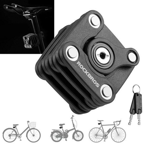 Decopatent Opvouwbaar Fietsslot - Vouwslot met Sleutel - Zwart - 69cm