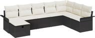 vidaXL Tuinbank Set 2-zits Polyrotan Zwart/Crème Kussens 187.5 cm Breed