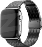 Bandz Verstelbare stalen band geschikt voor Apple Watch 1/2/3/4/5/6/8/9/SE - Maat: 38/40/41/42mm - Zwart