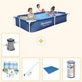 Bestway Rechthoekig Steel Pro Zwembad - 221 x 150 x 43 cm - Blauw