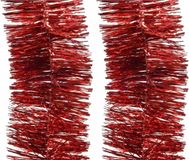Decoris Kerstslinger - 4x - rood - lametta - 270 cm - glanzend - guirlande - kerstboomslinger