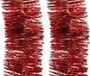 Decoris Guirlande de Noël - 4x - rouge - lametta - 270 cm - brillant - guirlande - guirlande de sapin de Noël