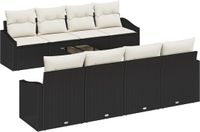 vidaXL Bankstel 7-delig Zwart en Crème Polyrattan