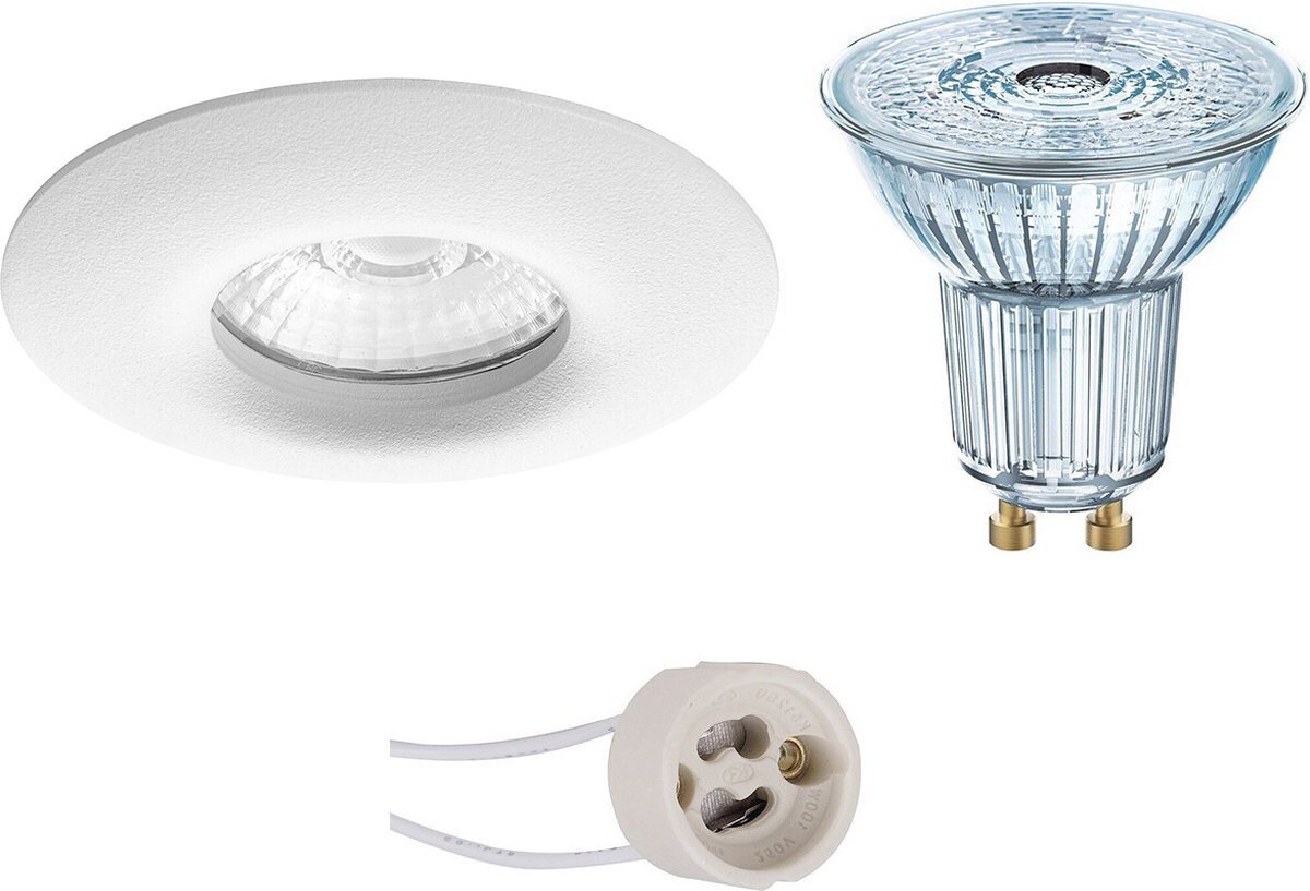 Qualu LED Spot Set - OSRAM Parathom PAR16 940 36D - Proma Luno Pro - Waterdicht IP65 - GU10 Fitting - Dimbaar - Inbouw Rond - Mat Wit - 5.5W - Natuurlijk Wit 4000K - Ø82mm