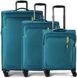 American Tourister Nitestream 4 wielen Kofferset 3-delig met uitbreidingsplooi - Zachte bagage - TSA slot - teal-lime
