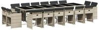 vidaXL 17-delige Tuinset met Kussens, Lichtgrijs, Poly Rattan