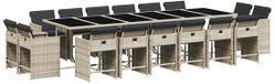 vidaXL 17-delige Tuinset met Kussens, Lichtgrijs, Poly Rattan