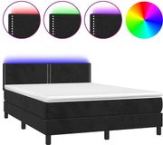 vidaXL Lit plateforme avec matelas et éclairage LED, noir, 140x190 cm, velours