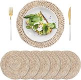 Sets de table tissés en paille de maïs - lot de 6 - rotin naturel - sets de table ronds - tressage de paille - table à manger/table basse - sets de table ronds 30 cm