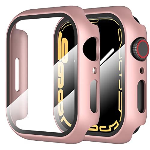 Diruite 2 stuks hoes voor Apple Watch Series 7/6/5/4/SE pantserglas beschermhoes, hard, PC rondom displaybescherming, ultradunne beschermhoes voor iWatch Series 7/Series 6/5/4/Series SE beschermhoes