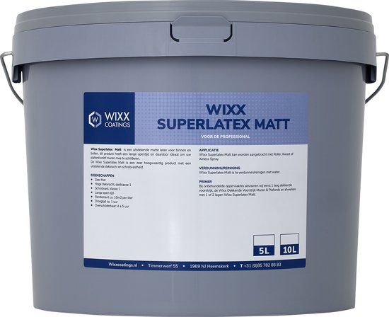 Wixx Superlatex Matt Muurverf - 5L - RAL 9010 Zuiverwit - Voor Binnen & Buiten