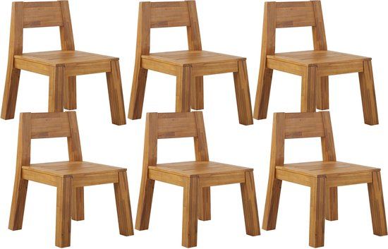 LIVORNO - Set of 6 Acacia Wood Bistro Chairs - Light Wood Color