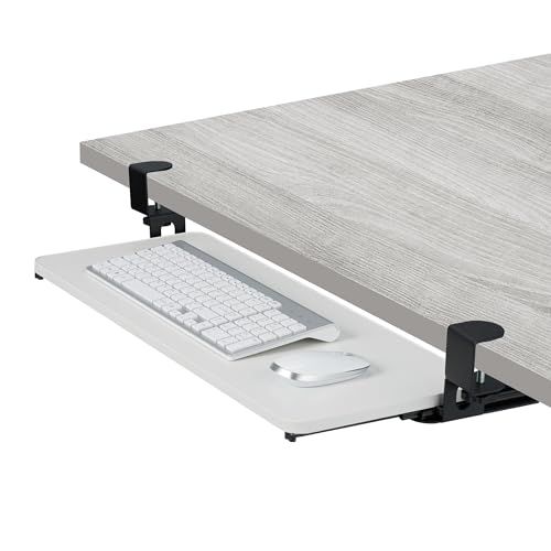 Relaxdays uitschuifbare toetsenbordlade voor onder bureau, wit, 65 x 24 cm, inklapbaar en klembaar