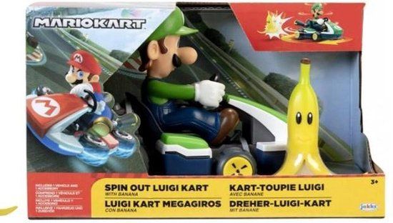 Jakks Pacific Mario Kart Mini Racer - Spin Out Luigi Kart - Super Mario Action Figure
