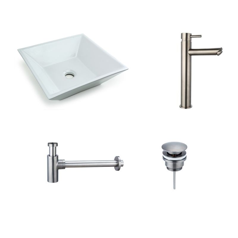 Badkamerplanet Waskomset Trento Gun Metal - 38,5x38,5x12 cm - Keramiek