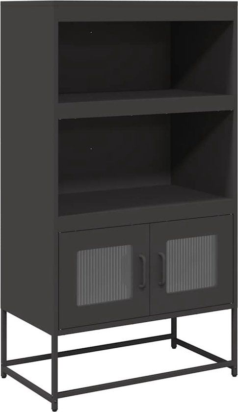 vidaXL Hoge kast 68x39x123 cm staal zwart